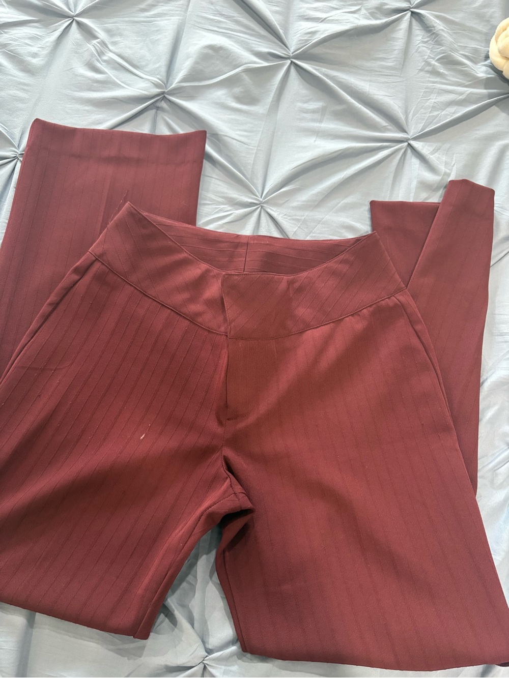Byer California Ribbed Ponte High-Waist Leggings in Burgundy